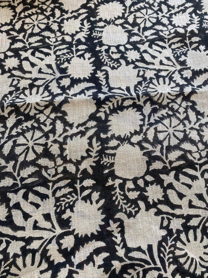 58" inches Indian Hand Block Print Fabric, Indian Linen Fabric, Block Print Fabric, Designer Floral Printing Fabric, Upholstery fabric, - Maple Village Lane