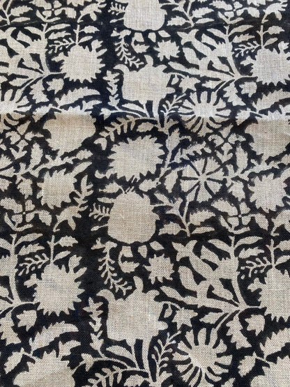 58" inches Indian Hand Block Print Fabric, Indian Linen Fabric, Block Print Fabric, Designer Floral Printing Fabric, Upholstery fabric,