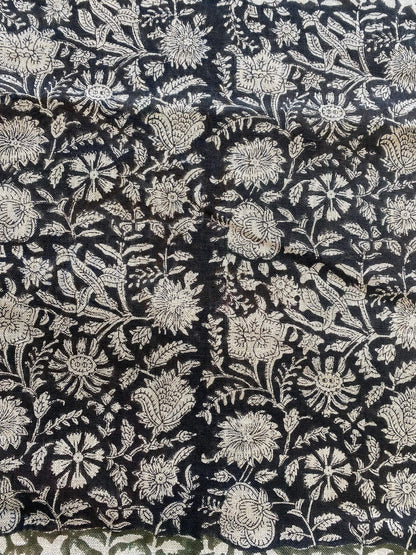 58" inches Indian Hand Block Print Fabric, Indian Linen Fabric, Block Print Fabric, Designer Floral Printing Fabric, Upholstery fabric,