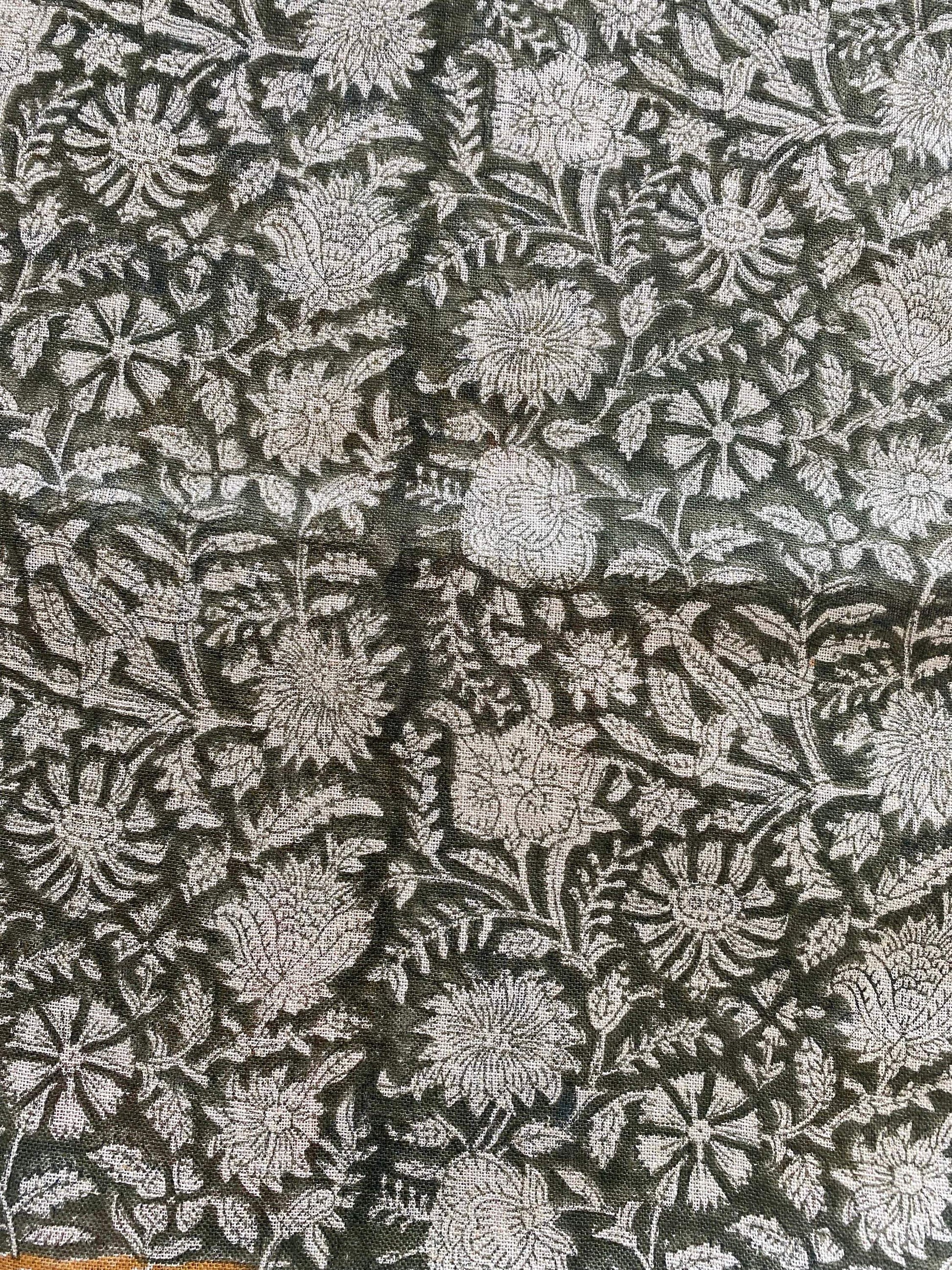 Linen fabric, Fabric by yard, Hand printed fabric, Block Print Fabric, Indian Fabric