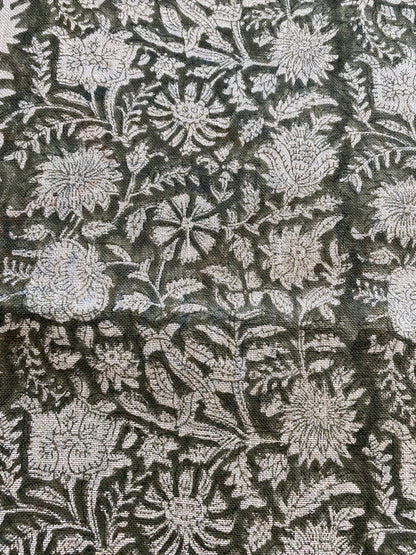 58" inches Indian Hand Block Print Fabric, Indian Linen Fabric, Block Print Fabric, Designer Floral Printing Fabric, Upholstery fabric,