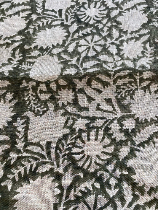 Linen fabric, Fabric by yard, Hand printed fabric, Block Print Fabric, Indian Fabric