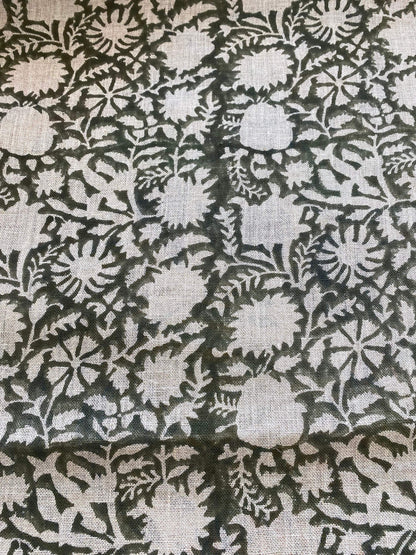 58" inches Indian Hand Block Print Fabric, Indian Linen Fabric, Block Print Fabric, Designer Floral Printing Fabric, Upholstery fabric,