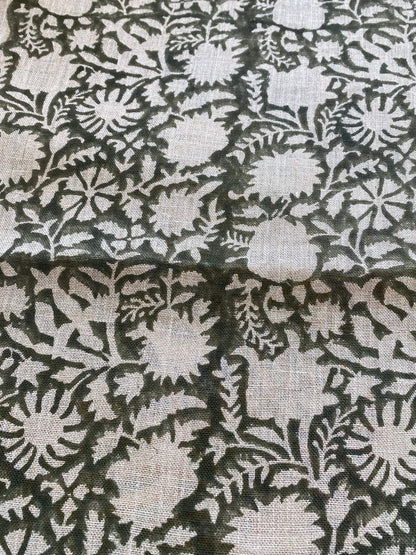 58" inches Indian Hand Block Print Fabric, Indian Linen Fabric, Block Print Fabric, Designer Floral Printing Fabric, Upholstery fabric,