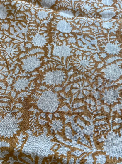 58" inches Indian Hand Block Print Fabric, Indian Linen Fabric, Block Print Fabric, Designer Floral Printing Fabric, Upholstery fabric, - Maple Village Lane