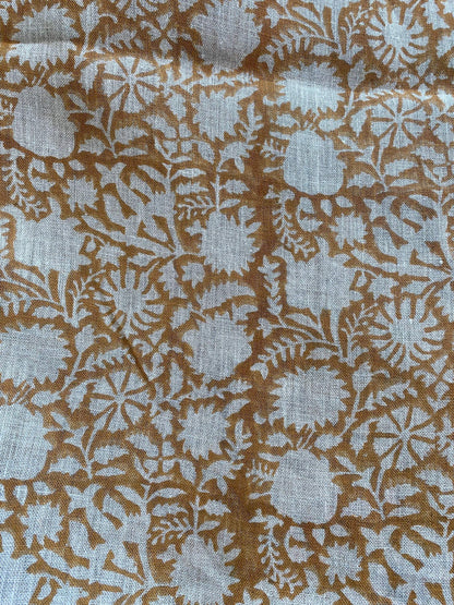 58" inches Indian Hand Block Print Fabric, Indian Linen Fabric, Block Print Fabric, Designer Floral Printing Fabric, Upholstery fabric, - Maple Village Lane