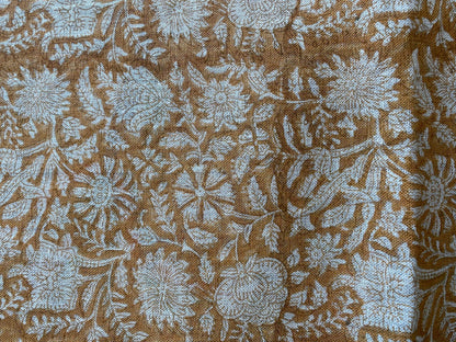 58" inches Indian Hand Block Print Fabric, Indian Linen Fabric, Block Print Fabric, Designer Floral Printing Fabric, Upholstery fabric,