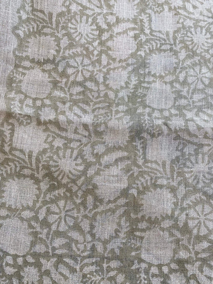 58" inches Indian Hand Block Print Fabric, Indian Linen Fabric, Block Print Fabric, Designer Floral Printing Fabric, Upholstery fabric,