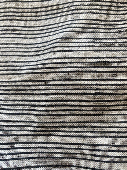 58" inches Striped Heavy Weight Linen fabric by the yard Natural Block Print MULTISTRIPE. Linen fabric for decor pillows,upholstery, curtain