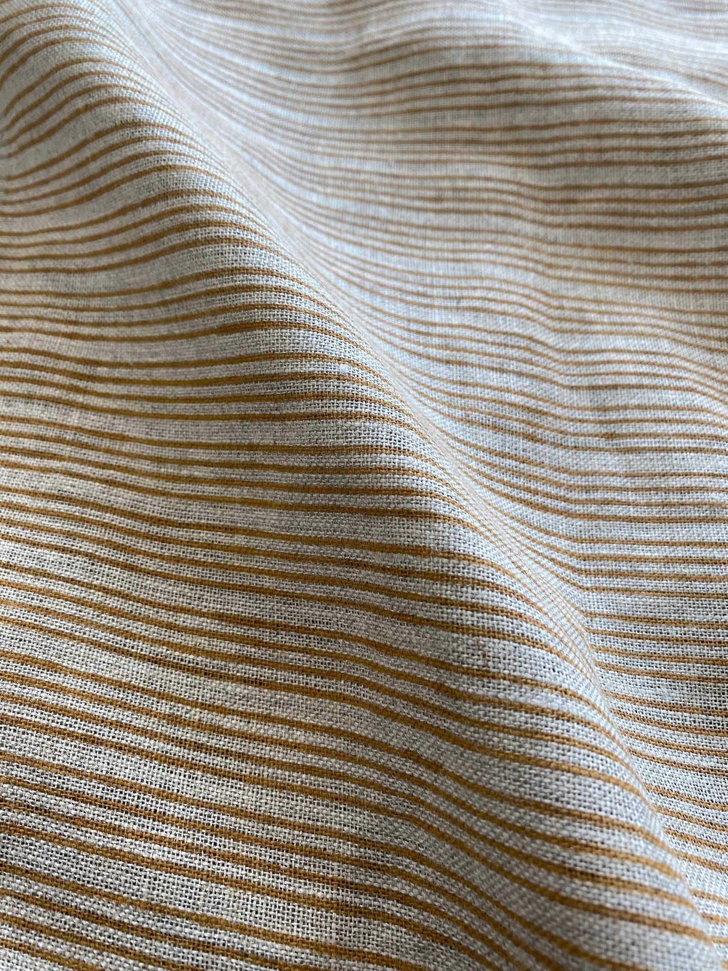 58" inches Striped Heavy Weight Linen fabric by the yard Natural Block Print MULTISTRIPE. Linen fabric for decor pillows,upholstery, curtain