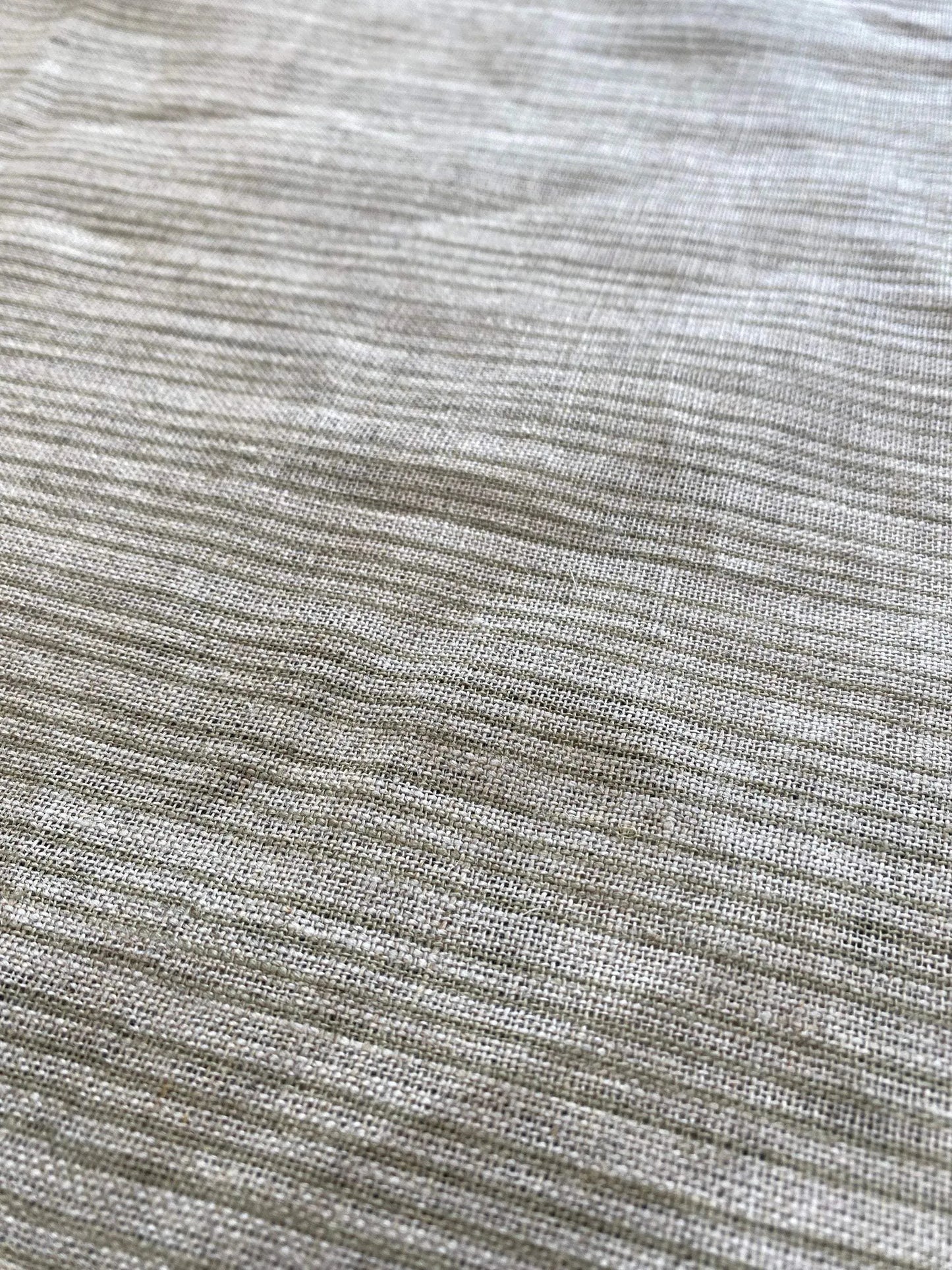 Natural Block Multistriped Heavy Linen Fabric for Upholstery