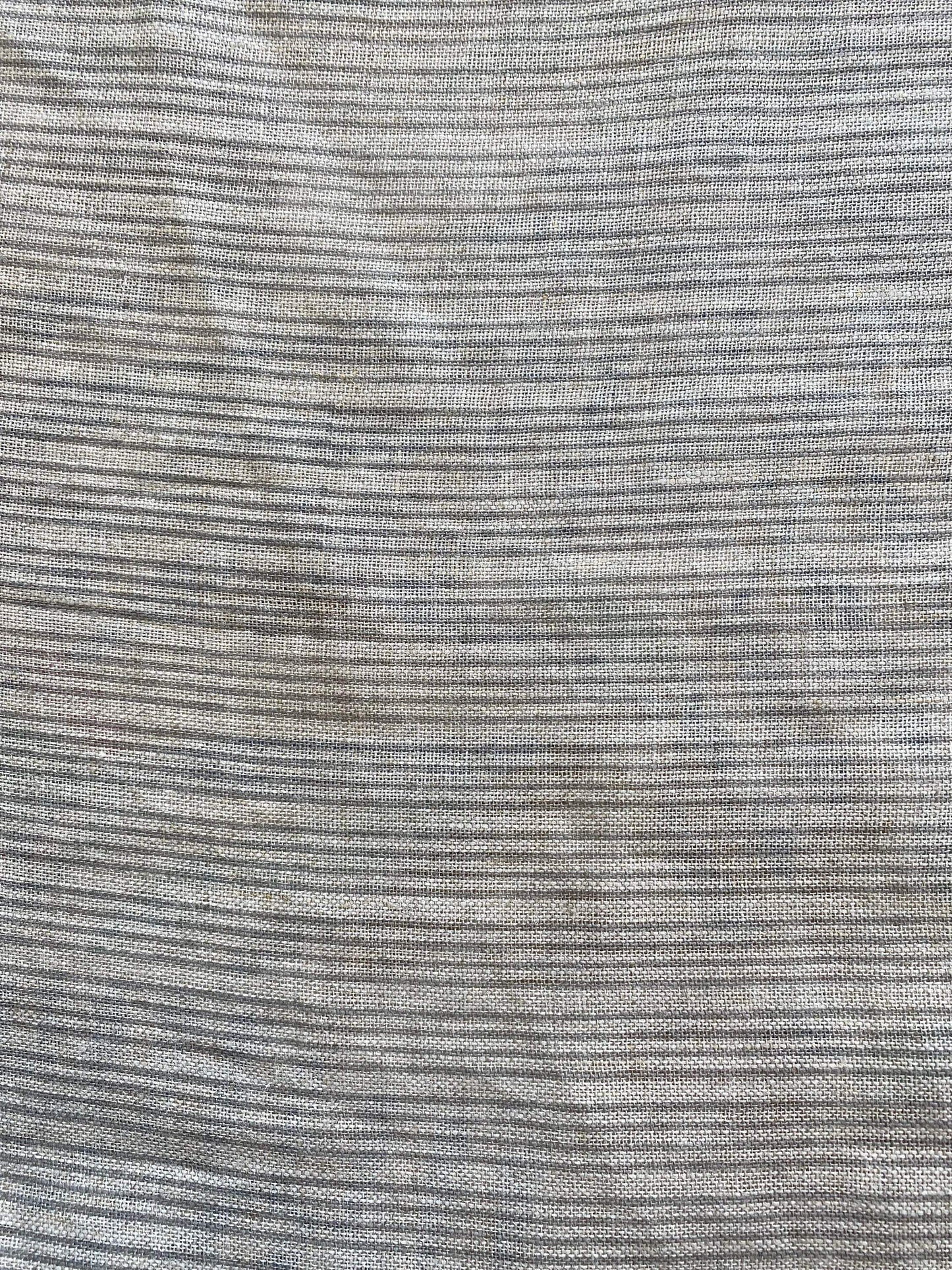 58" inches Striped Heavy Weight Linen fabric by the yard Natural Block Print MULTISTRIPE. Linen fabric for decor pillows,upholstery, curtain