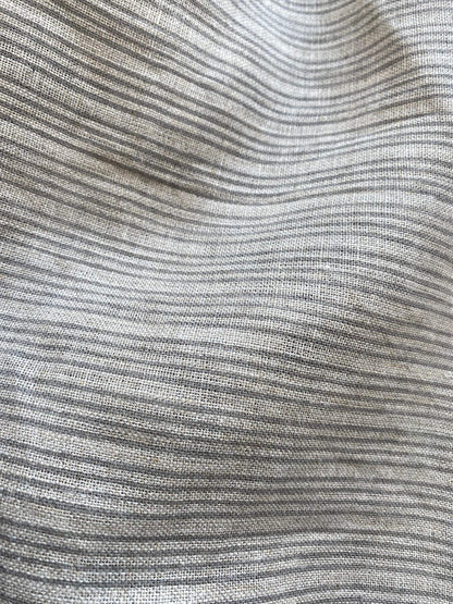 58" inches Striped Heavy Weight Linen fabric by the yard Natural Block Print MULTISTRIPE. Linen fabric for decor pillows,upholstery, curtain