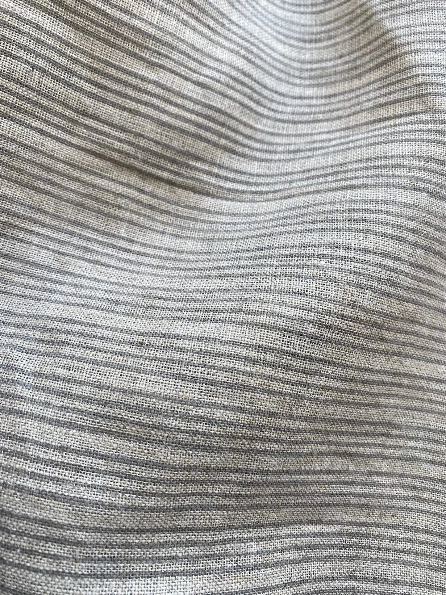 Natural Block Multistriped Heavy Linen Fabric for Upholstery