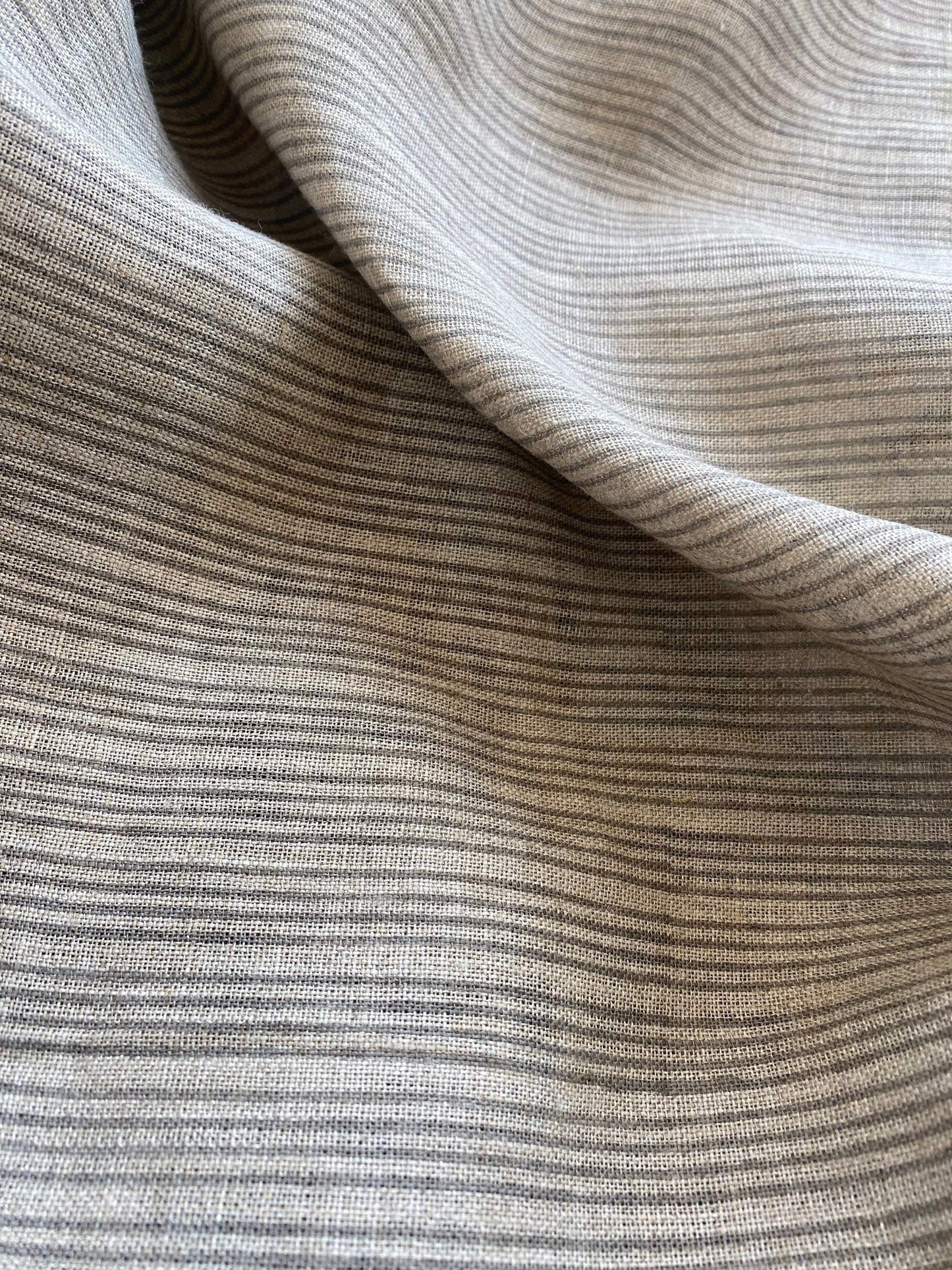 58" inches Striped Heavy Weight Linen fabric by the yard Natural Block Print MULTISTRIPE. Linen fabric for decor pillows,upholstery, curtain