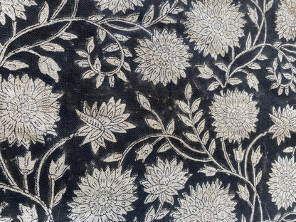 58" inches Indian Hand Block Print Fabric, Indian Linen Fabric, Block Print Fabric, Designer Floral Printing Fabric, Upholstery fabric,