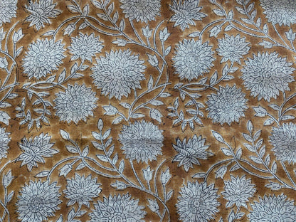 58" inches Indian Hand Block Print Fabric, Indian Linen Fabric, Block Print Fabric, Designer Floral Printing Fabric, Upholstery fabric, - Maple Village Lane