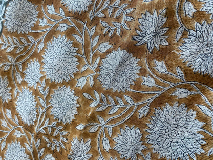 58" inches Indian Hand Block Print Fabric, Indian Linen Fabric, Block Print Fabric, Designer Floral Printing Fabric, Upholstery fabric, - Maple Village Lane