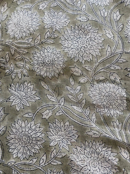 58" inches Indian Hand Block Print Fabric, Indian Linen Fabric, Block Print Fabric, Designer Floral Printing Fabric, Upholstery fabric, - Maple Village Lane