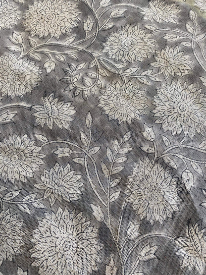 58" inches Indian Hand Block Print Fabric, Indian Linen Fabric, Block Print Fabric, Designer Floral Printing Fabric, Upholstery fabric,