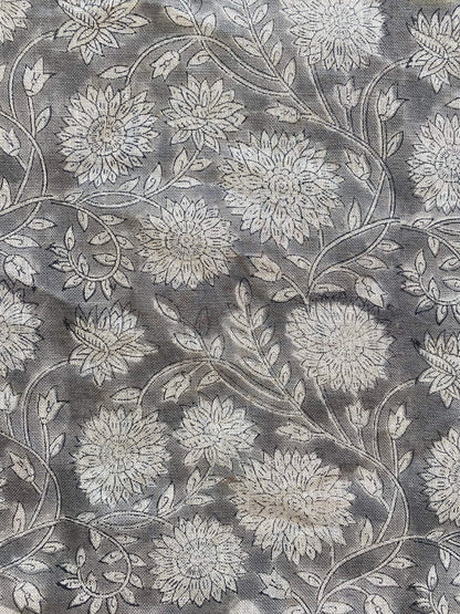 58" inches Indian Hand Block Print Fabric, Indian Linen Fabric, Block Print Fabric, Designer Floral Printing Fabric, Upholstery fabric,