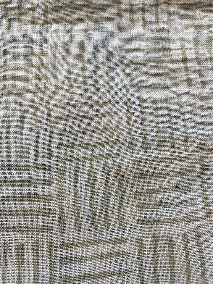 Eva Designer Hand Block Print Linen Fabric For Upholstery - Maple Village Lane