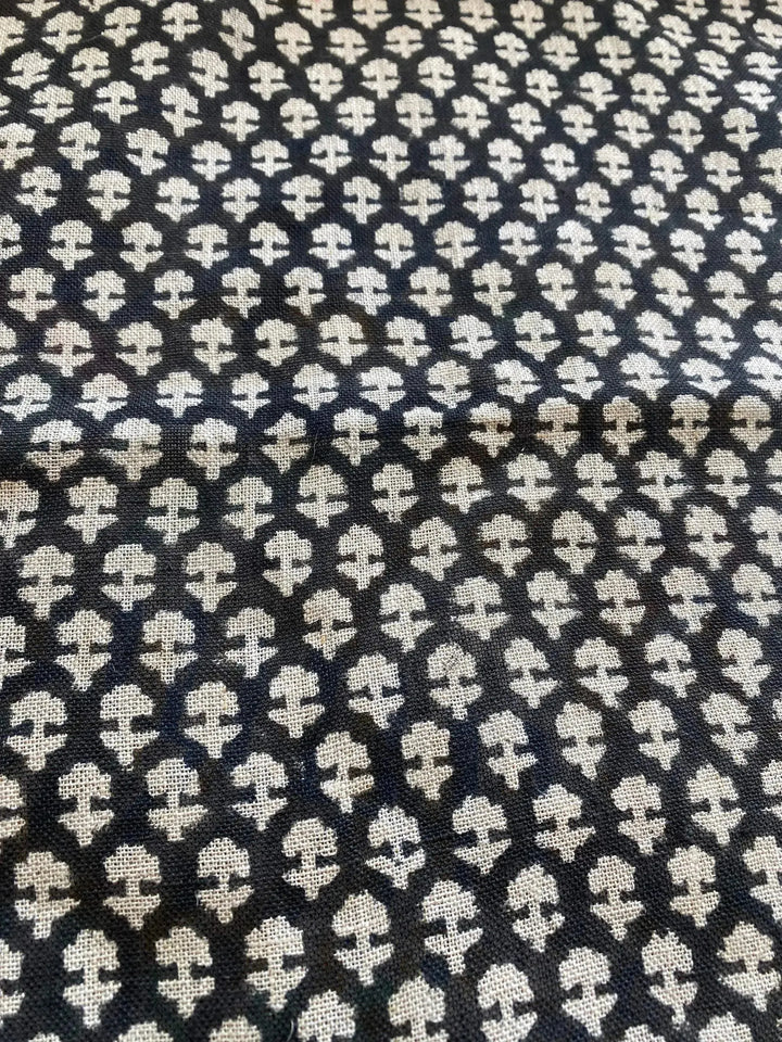 Tulsi Buti No Outline Block Print Linen Fabric - Maple Village Lane