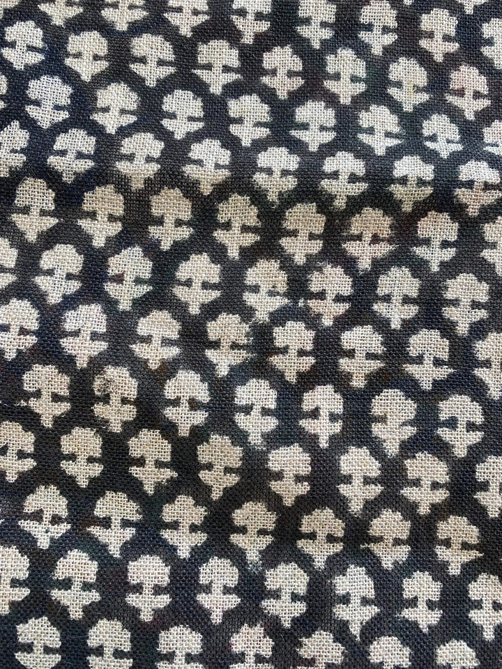 Tulsi Buti No Outline Block Print Linen Fabric - Maple Village Lane