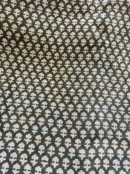 Tulsi Buti No Outline Block Print Linen Fabric - Maple Village Lane
