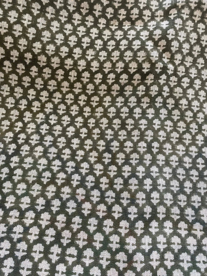 Tulsi Buti No Outline Block Print Linen Fabric - Maple Village Lane