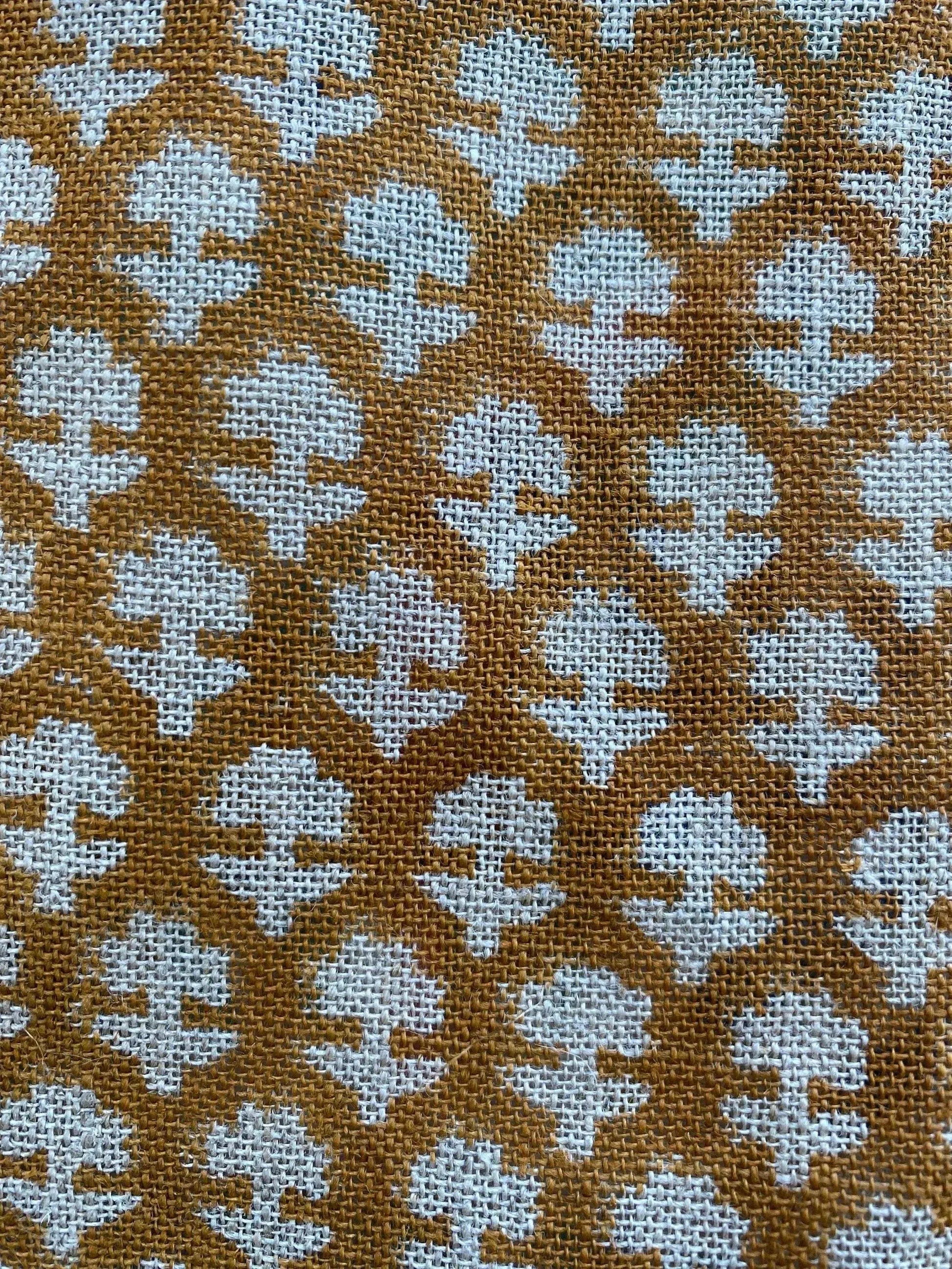 Tulsi Buti No Outline Block Print Linen Fabric - Maple Village Lane