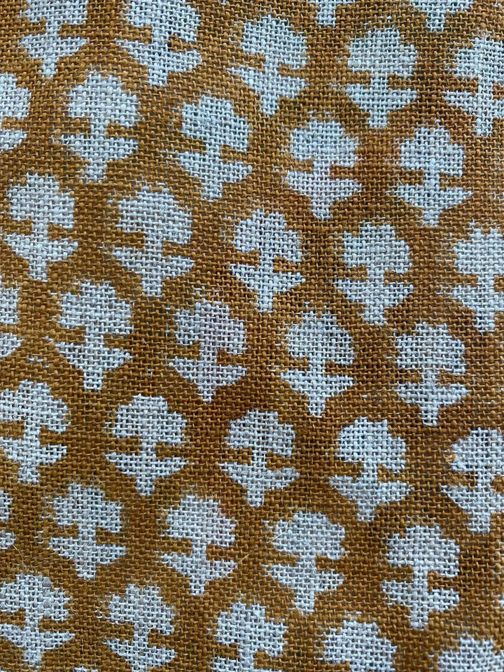 Tulsi Buti No Outline Block Print Linen Fabric - Maple Village Lane
