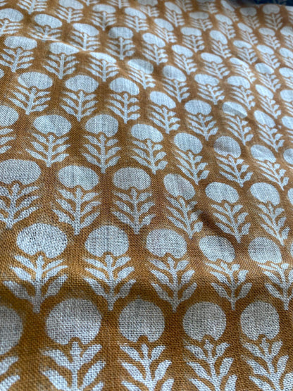 58" inches Indian Hand Block Print Fabric, Indian Linen Fabric, Block Print Fabric, Designer Floral Printing Fabric, Upholstery fabric,