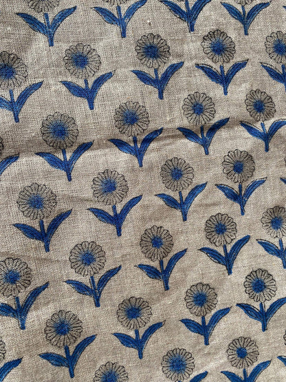 58" inches Indian Hand Block Print Fabric, Indian Linen Fabric, Block Print Fabric, Designer Floral Printing Fabric, Upholstery fabric,