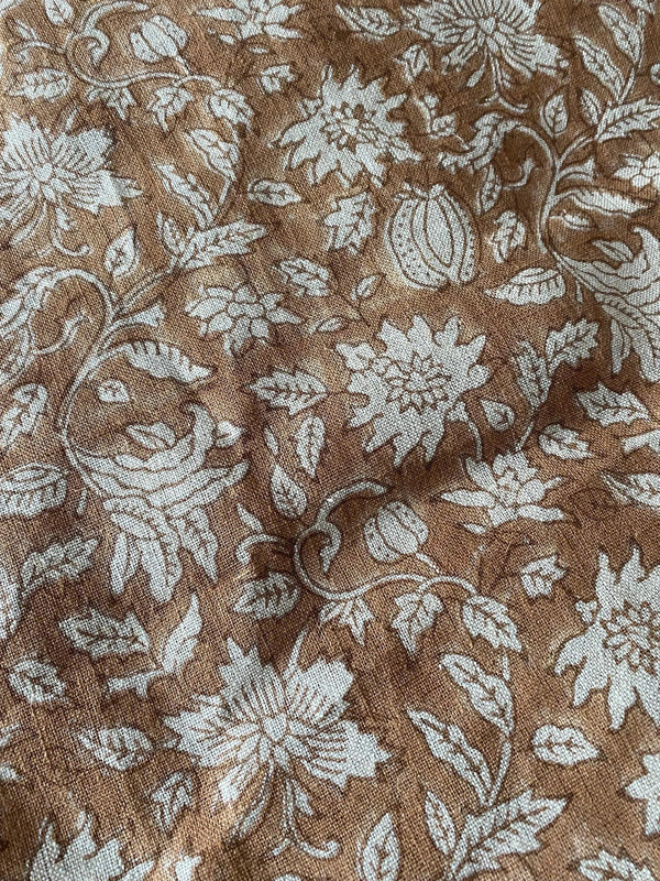Caleb Hand Block Printed Linen Fabric