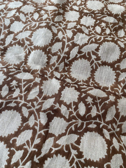 58" inches Indian Hand Block Print Fabric, Indian Linen Fabric, Block Print Fabric, Designer Floral Printing Fabric, Upholstery fabric, - Maple Village Lane