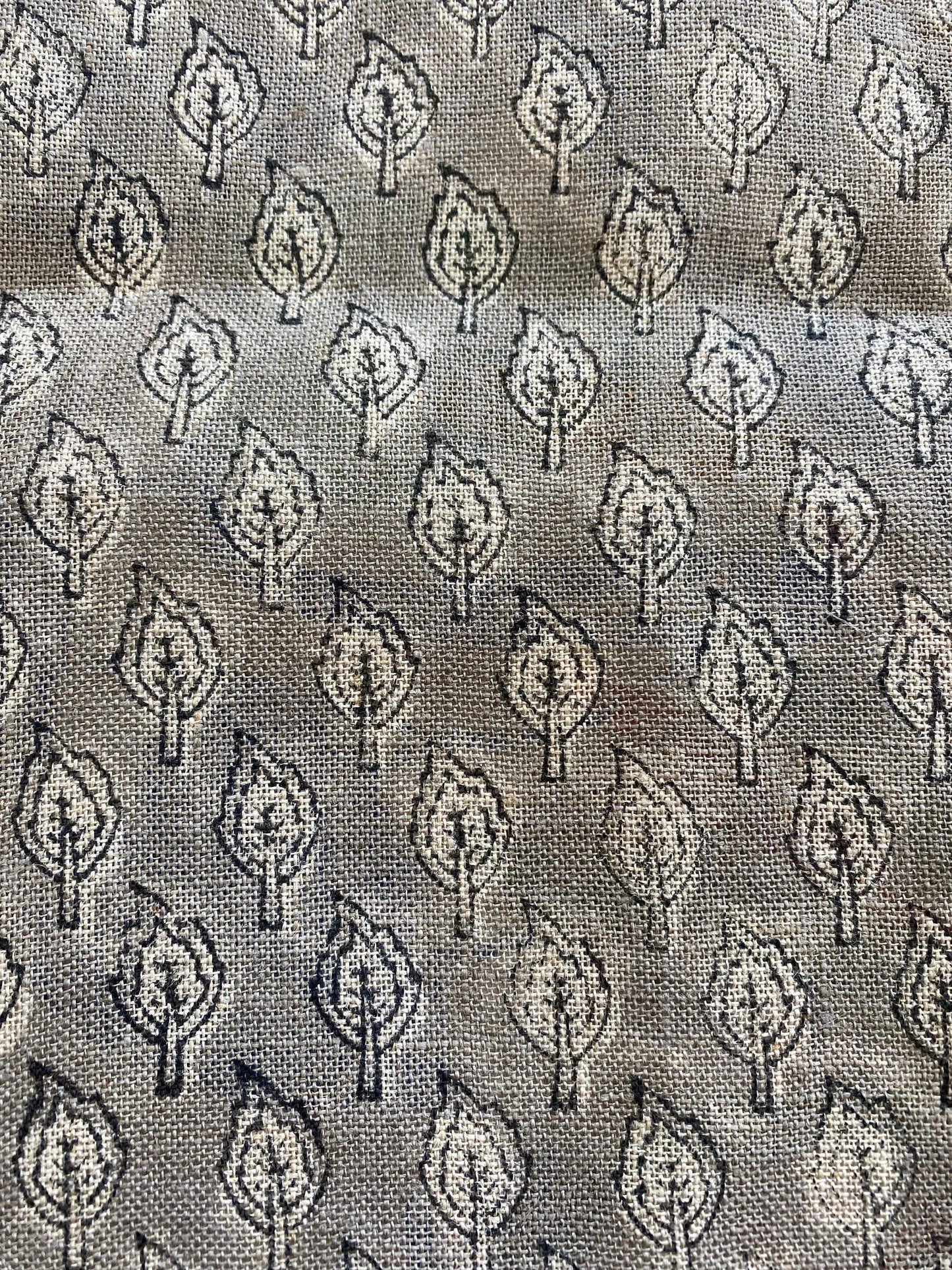 Rolly Block Printed Linen Fabric - Decor, Pillows ,Upholstery, Curtain