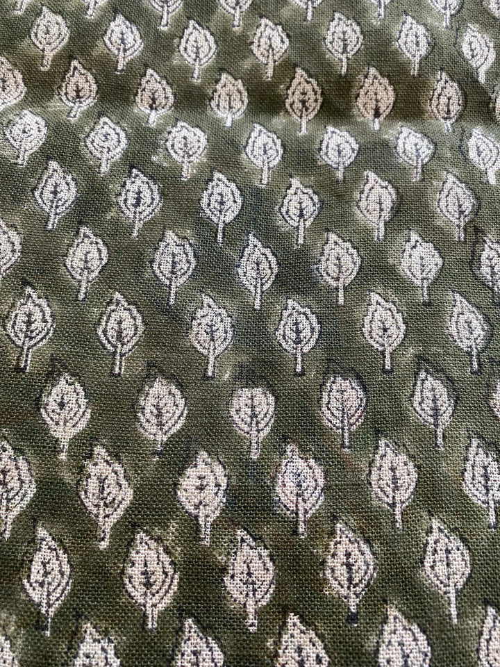 Rolly Block Printed Linen Fabric - Decor, Pillows ,Upholstery, Curtain - Maple Village Lane