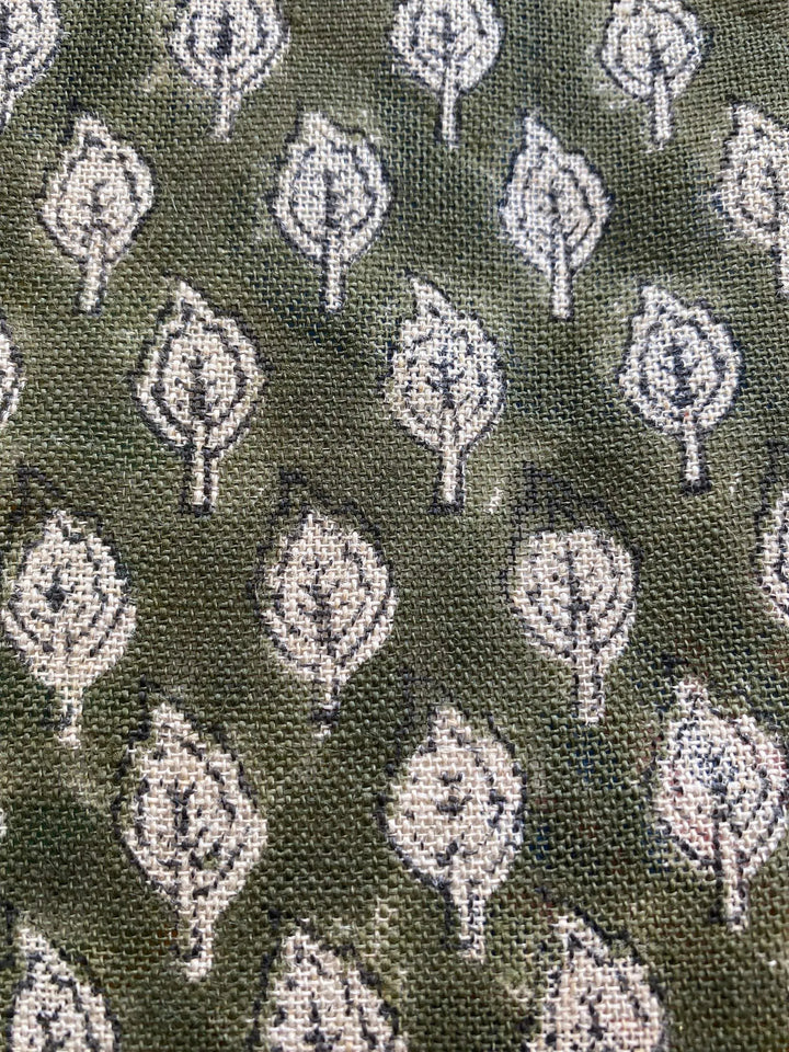 Rolly Block Printed Linen Fabric - Decor, Pillows ,Upholstery, Curtain - Maple Village Lane