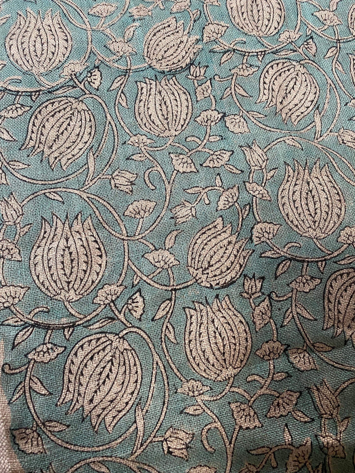 58" inches Indian Hand Block Print Fabric, Indian Linen Fabric, Block Print Fabric, Designer Floral Printing Fabric, Upholstery fabric,