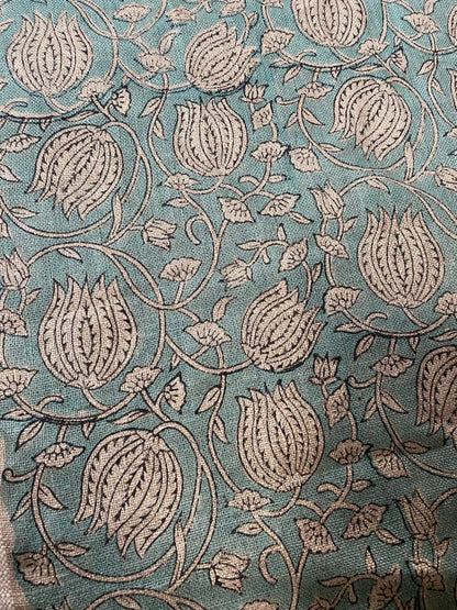 58" inches Indian Hand Block Print Fabric, Indian Linen Fabric, Block Print Fabric, Designer Floral Printing Fabric, Upholstery fabric, - Maple Village Lane