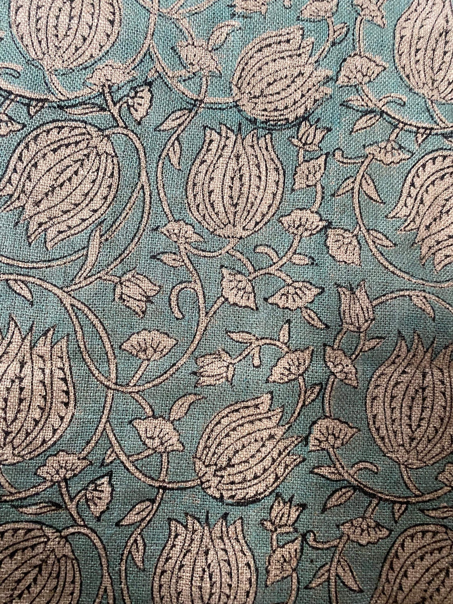 58" inches Indian Hand Block Print Fabric, Indian Linen Fabric, Block Print Fabric, Designer Floral Printing Fabric, Upholstery fabric,