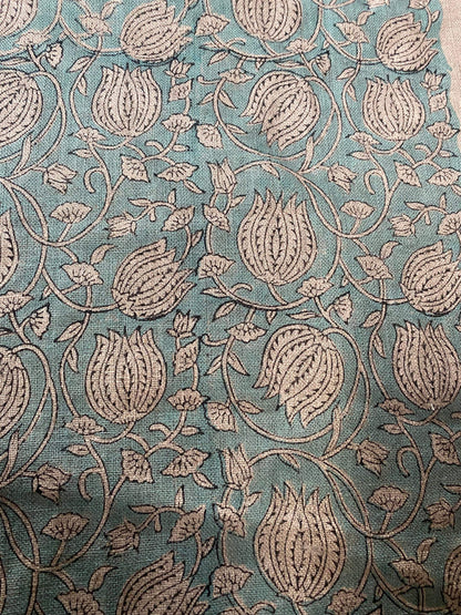 58" inches Indian Hand Block Print Fabric, Indian Linen Fabric, Block Print Fabric, Designer Floral Printing Fabric, Upholstery fabric, - Maple Village Lane