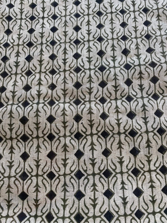 Linen fabric, Fabric by yard, Hand printed fabric, Block Print Fabric, Indian Fabric