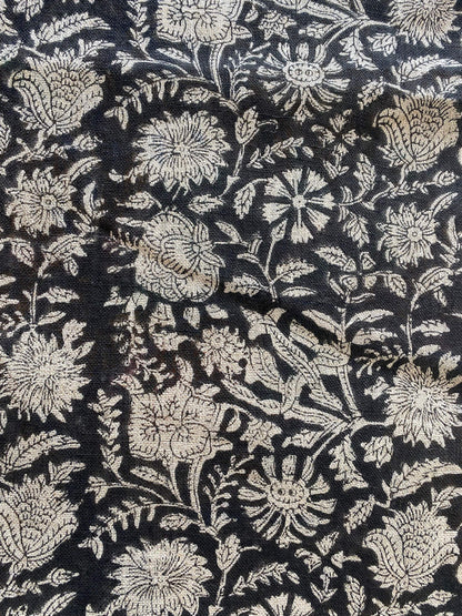 58" inches Indian Hand Block Print Fabric, Indian Linen Fabric, Block Print Fabric, Designer Floral Printing Fabric, Upholstery fabric,