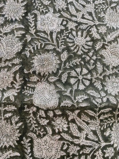 58" inches Indian Hand Block Print Fabric, Indian Linen Fabric, Block Print Fabric, Designer Floral Printing Fabric, Upholstery fabric,