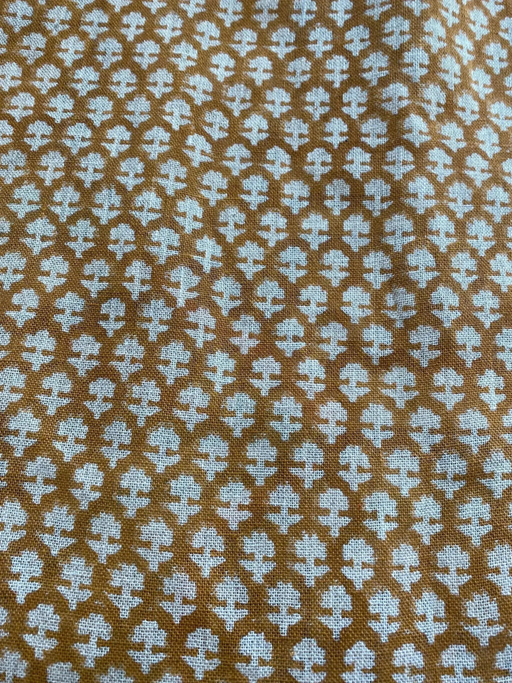 Tulsi Buti No Outline Block Print Linen Fabric - Maple Village Lane