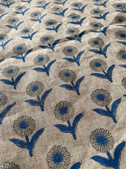 58" inches Indian Hand Block Print Fabric, Indian Linen Fabric, Block Print Fabric, Designer Floral Printing Fabric, Upholstery fabric,