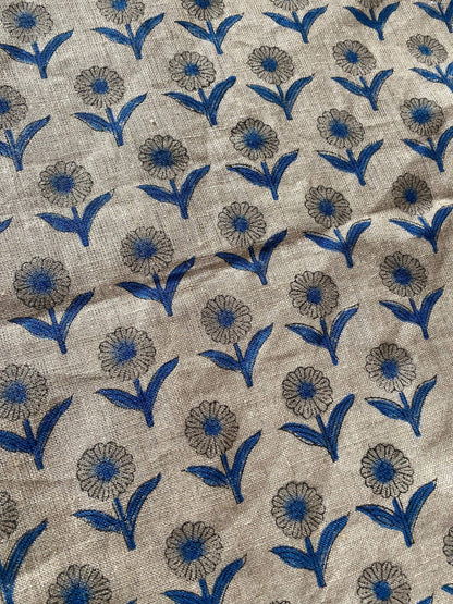 58" inches Indian Hand Block Print Fabric, Indian Linen Fabric, Block Print Fabric, Designer Floral Printing Fabric, Upholstery fabric,