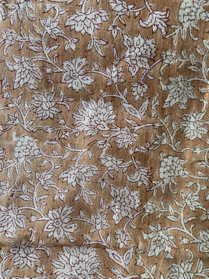 58" inches Indian Hand Block Print Fabric, Indian Linen Fabric, Block Print Fabric, Designer Floral Printing Fabric, Upholstery fabric, - Maple Village Lane